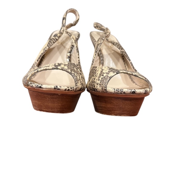 Elie Tahari Cream/Brown Snakeskin Peep Toe Stiletto 7.5 - Picture 4 of 8